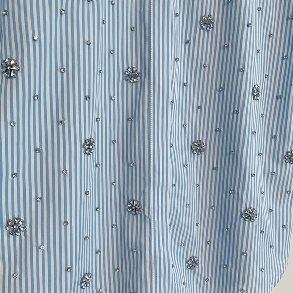 J Crew Collection Garçon Classic Fit~Crystal Embellished~Blue Stripe~Size 4~NWOT - Picture 4 of 6